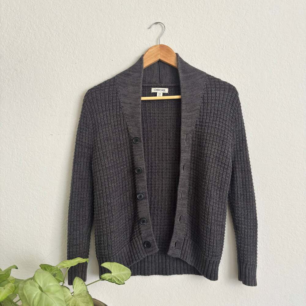 Cherokee Waffle Stitch Cardigan, Derby Grey
